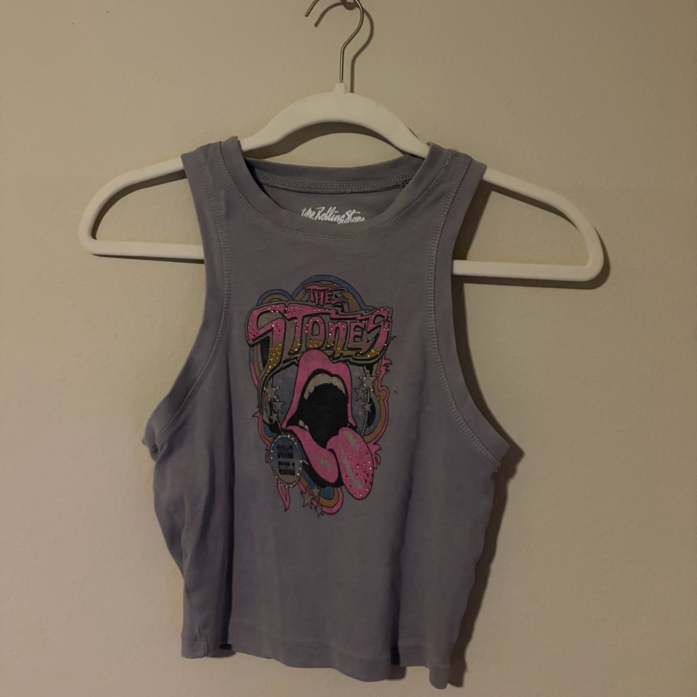 The Rolling Stones Gray Graphic Tank Top